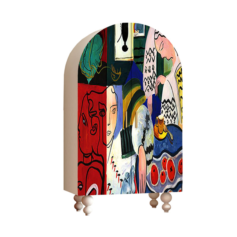 Armoire arquée avec tringle à vêtements et tablettes, Multicolore / blanc ivoire