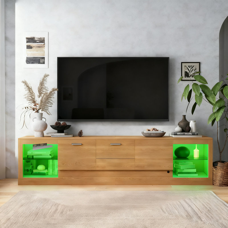 Meuble télé 78 po avec 6 armoires et 2 compartiments ouverts