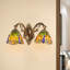 Applique murale à 2 têtes Tiffany en verre coloré de style baroque libellule (2 lumières)