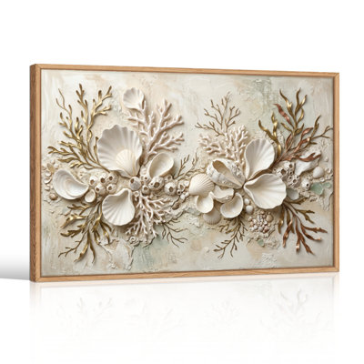 Seashell Coral Canvas Wall Art Set Of 1