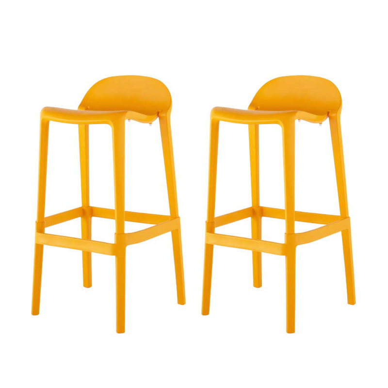 Gardunio Low Back Stool, Set of 2, Orange, Bar Stool (30” Seat Height)