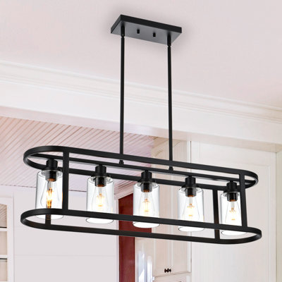 5 - Light Matte Black Chandelier Pendant