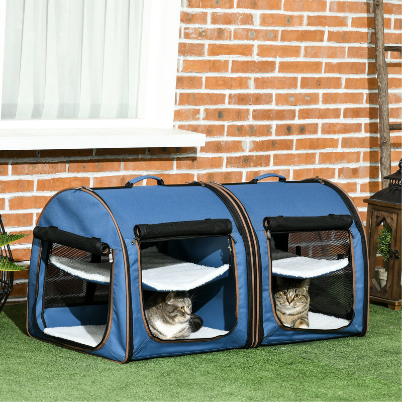 39" Cat Carrier, Blue, Detachable For Customized Use Soft Pet Carrier In Blue Color. Consisting Of Cloth & Net. Foldable And Convenient. Comfortable Padding Inside. Two Compartments Zippered