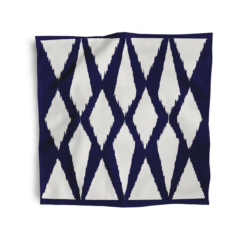 Alexina Polyester Geometric Square Napkin, Navy