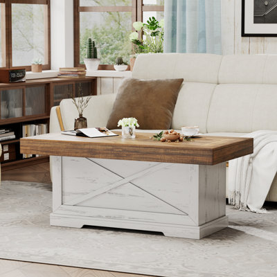 Table basse rectangulaire en bois rustique