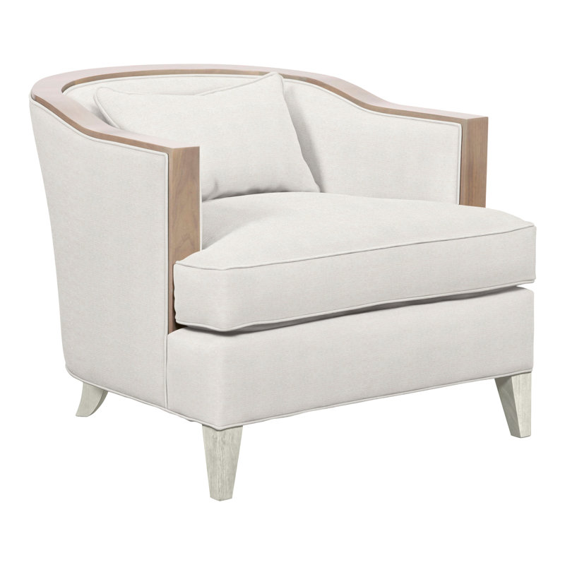 Thom Filicia Home Upholstered Barrel Chair, Wrenn, Nadia Parchment Polyester