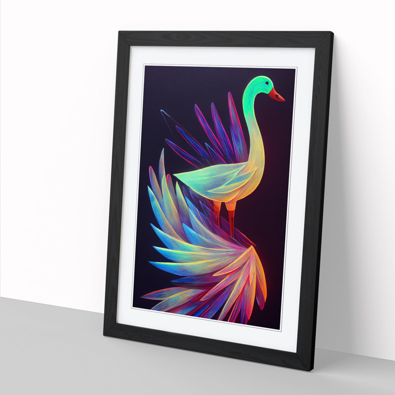 Neuhaus Goose Painting Neon - Picture Frame Print, Black, 64cm H x 46cm W x 2cm D