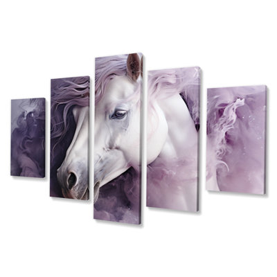Cheval mauve blanc éthéré 5 pièces