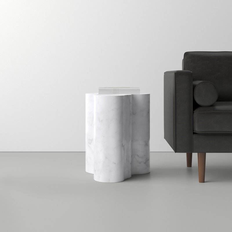 Barrett Slab Table, 22" H x 22" W x 18" D, White Marble