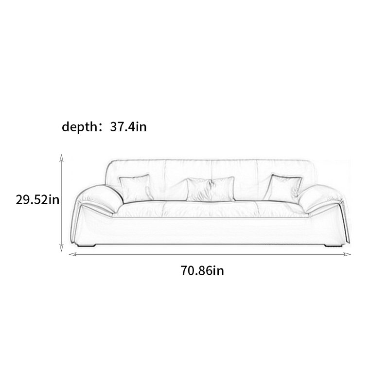Canapé italien minimaliste moderne, H 29,52 po x l 70,86 po x P 37,40 po
