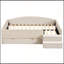 Structure de lit double rembourrée pleine grandeur avec 2 tiroirs de rangement spacieux, beige, parfaite pour les chambres modernes et peu encombrantes-1899117365-1899117366