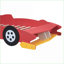 Structure de lit double en MDF contreplaqué pleine grandeur - Conception de voiture de course avec roues, sans sommier, rouge pour la chambre à coucher