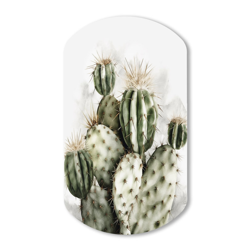 Décoration murale irrégulière en forme de cylindre de cactus vert, H 31 po x l 19 po
