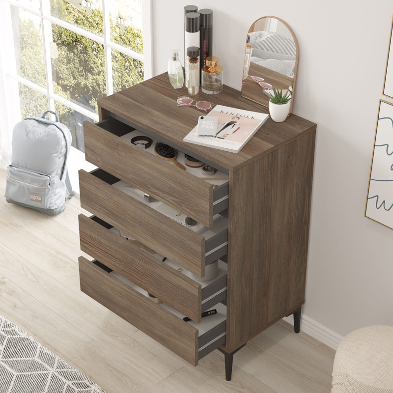 Roshaad 4 Drawer Storage Drawer, Brown/Black