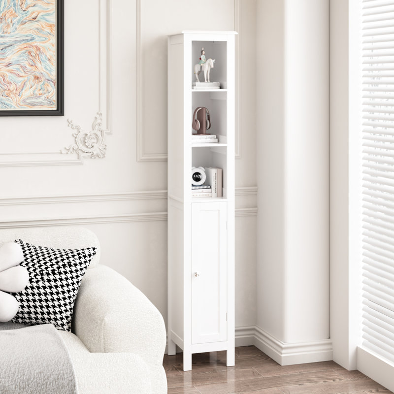Armoire de rangement de salle de bain 66,92 "avec tablettes réglables - 1 porte mince autoportante pour la maison, la salle de bain, la cuisine, le salon blanc, le bureau