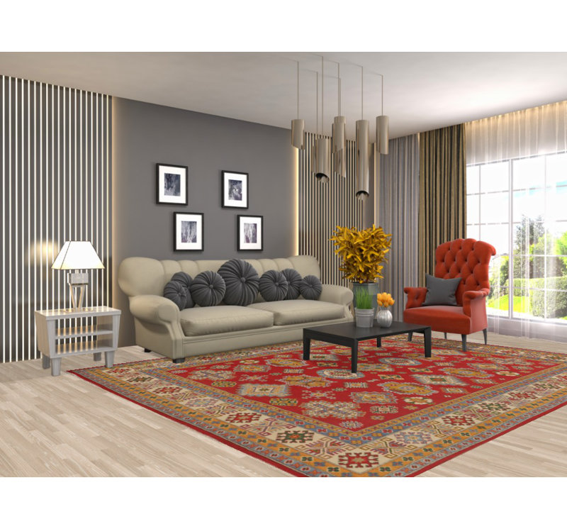 Geometric Kazak Oriental Area Rug 8