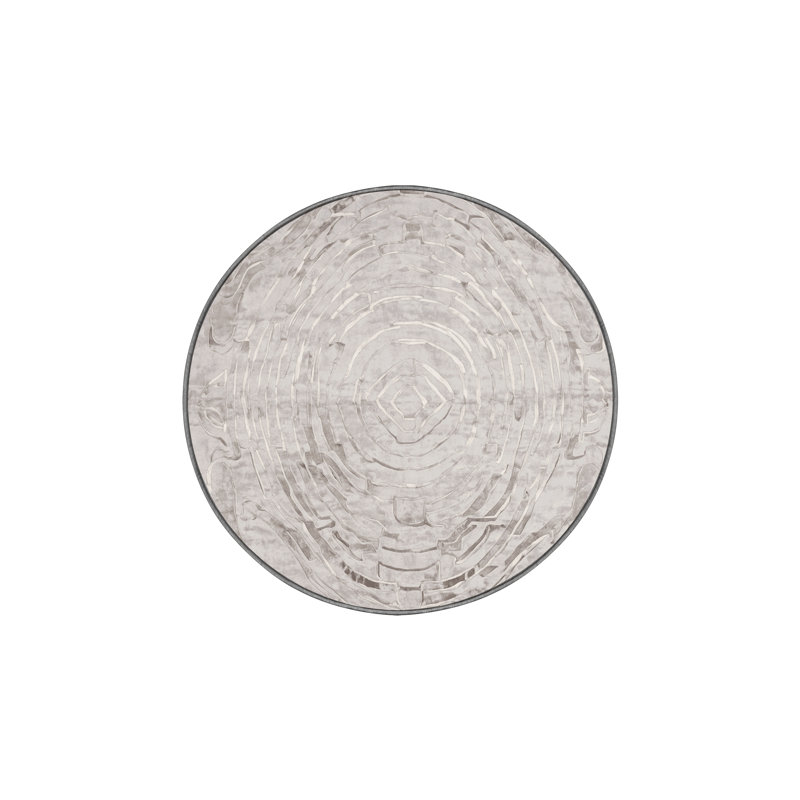 Tapis gris lavable à la machine, Rond 8 pi