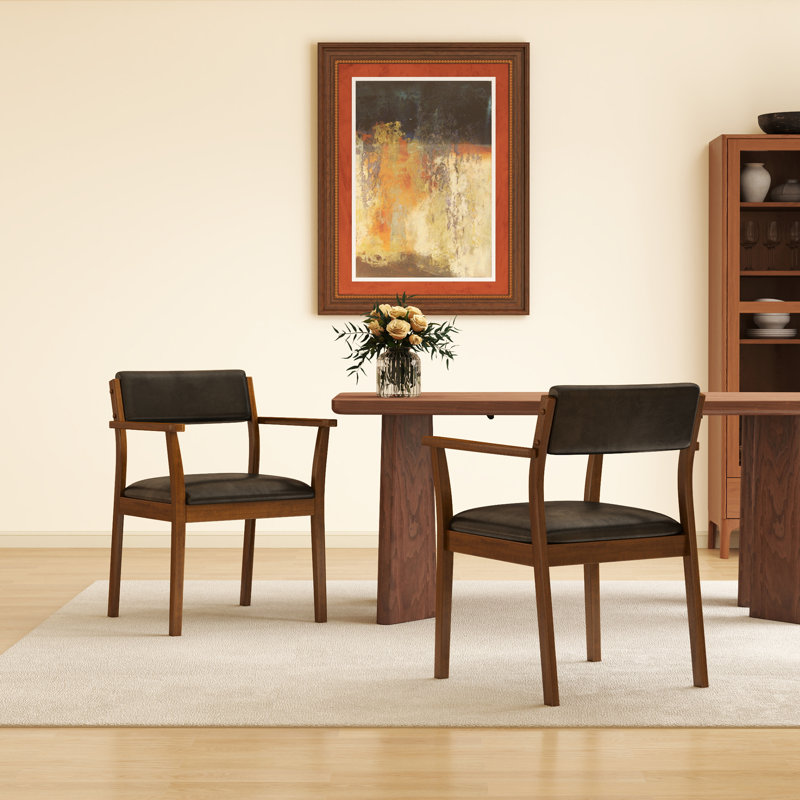 Upholstered Dining Chair With Solid Wood Legs, Mid Century Armchair For Living Room/Kitchen/Dining Room, Brown
