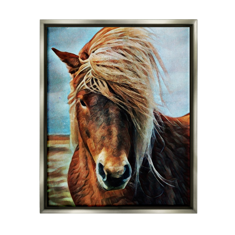 Art mural sur toile flottant Winde Winde Mane par Ashley Aldridge, H 21 po x l 17 po x P 1,7 po, Cadre flottant gris lustré