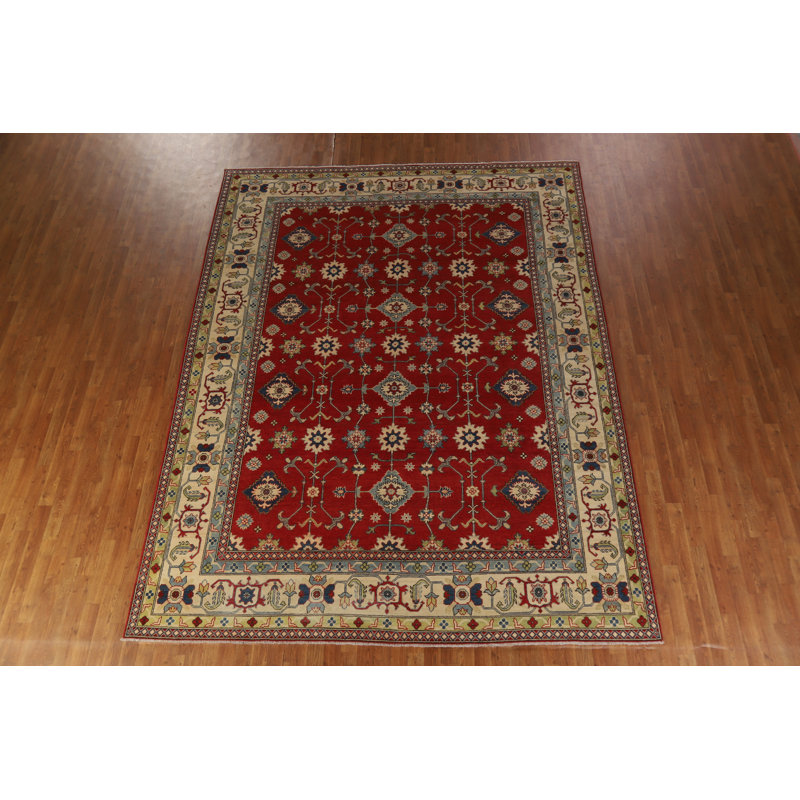 Tapis oriental à motif de teinture de légumes Kazak 9x12