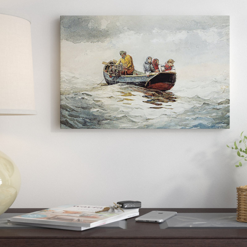 " Crab Fishing " by Winslow Homer, 12" H x 18" W x 1.5" D