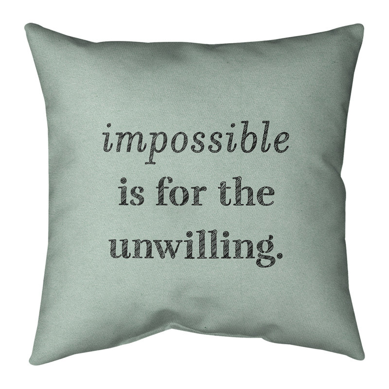 Housse de coussin en lin « impossible à écrire », 14 po x 14 po, Vert / Noir