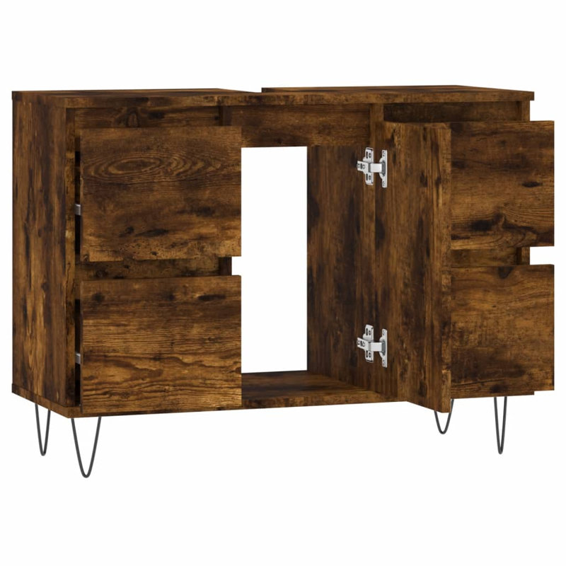 Agnon Floor Mounted Bathroom Cabinet, Smoked Oak