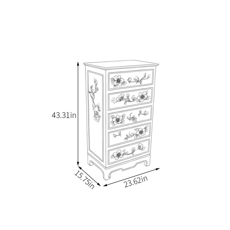 Hand-Painted Classic Wood Drawer Accent Chest