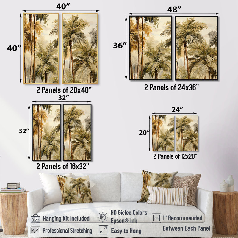 Palmier, désert, oasis III - Vert, reproduction d'art sur toile, H 36 po x l 48 po, Wrapped Canvas, Does Not Apply