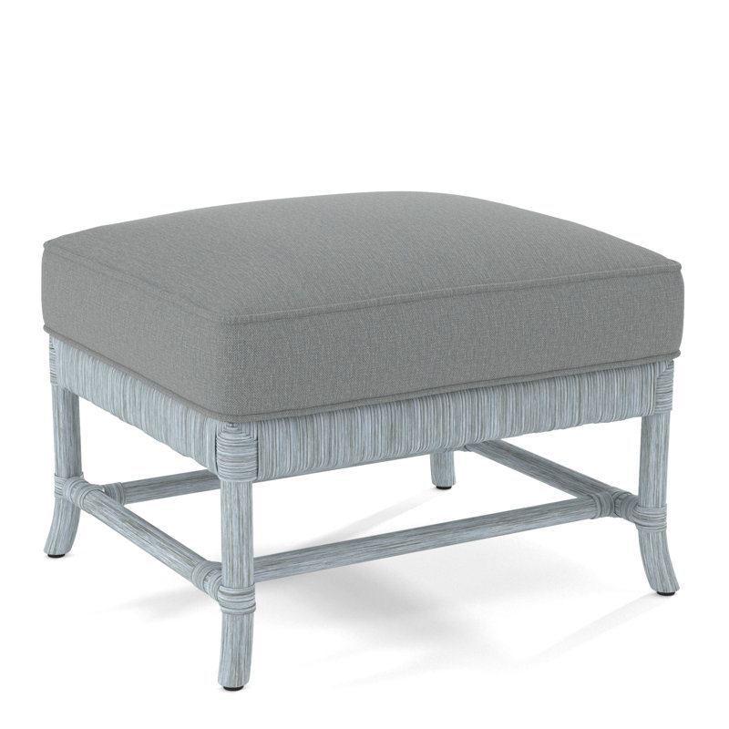 Lafayette Ottoman, Yellow Geometric Jacquard; 0414-33, Sea Glass