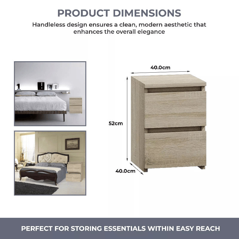 Delancey 40cm W Manufactured Wood Bedside Table, Beige