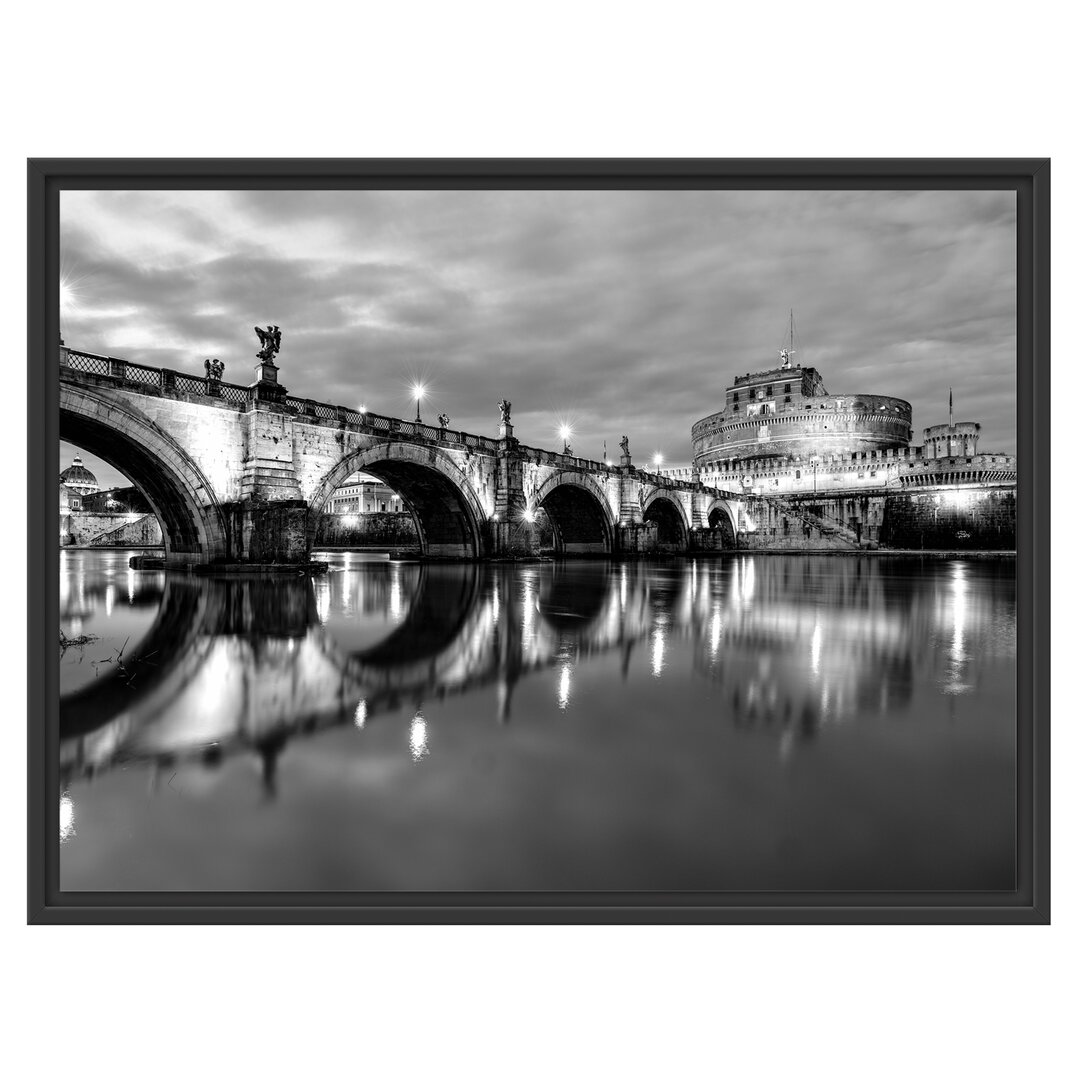 Gerahmtes Wandbild von S. Angelo-Brücke B&W