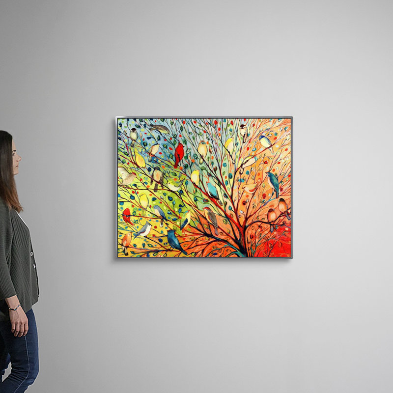 «Twenty Seven Birds», reproduction d'impression, H 34 po x l 42 po, Impression encadrée sans passe-partout, Argent