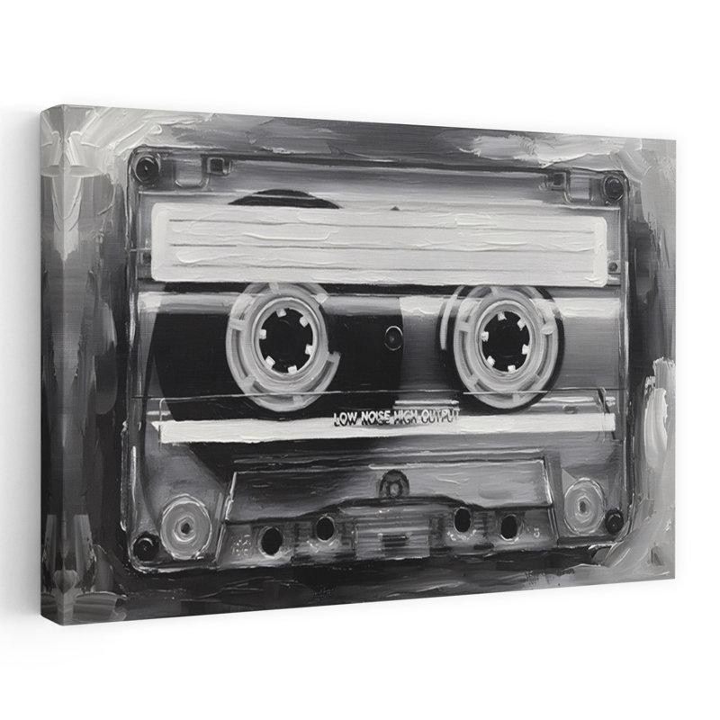 Cassette, art abstrait classique contemporain avec fleur de chat, H 36 po x l 24 po