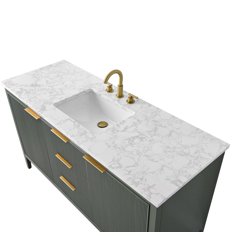 Emma 60" W Single Vanity, Vintage Green/Brushed Bronze