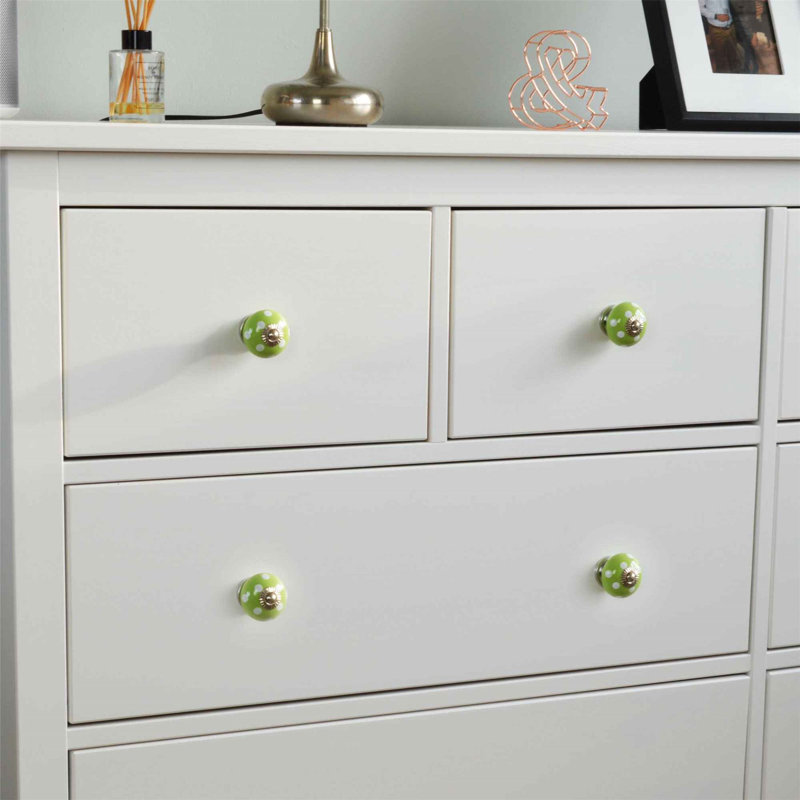 Nicola Spring - Round Ceramic Cabinet Knobs, Green/White