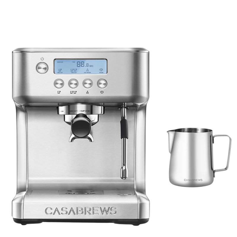 Cafetière à espresso semi-automatique avec affichage à cristaux liquides de 350 ml avec cafetière en acier inoxydable 350 ml.