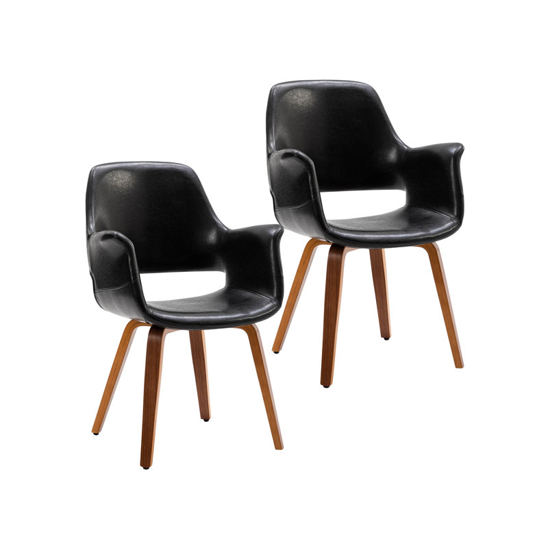 Chaise rembourrée en polyuréthane Jawed, Noir