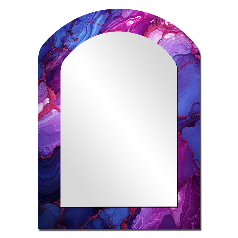 Miroir mural arqué bleu et mauve, 34 po x 25 po