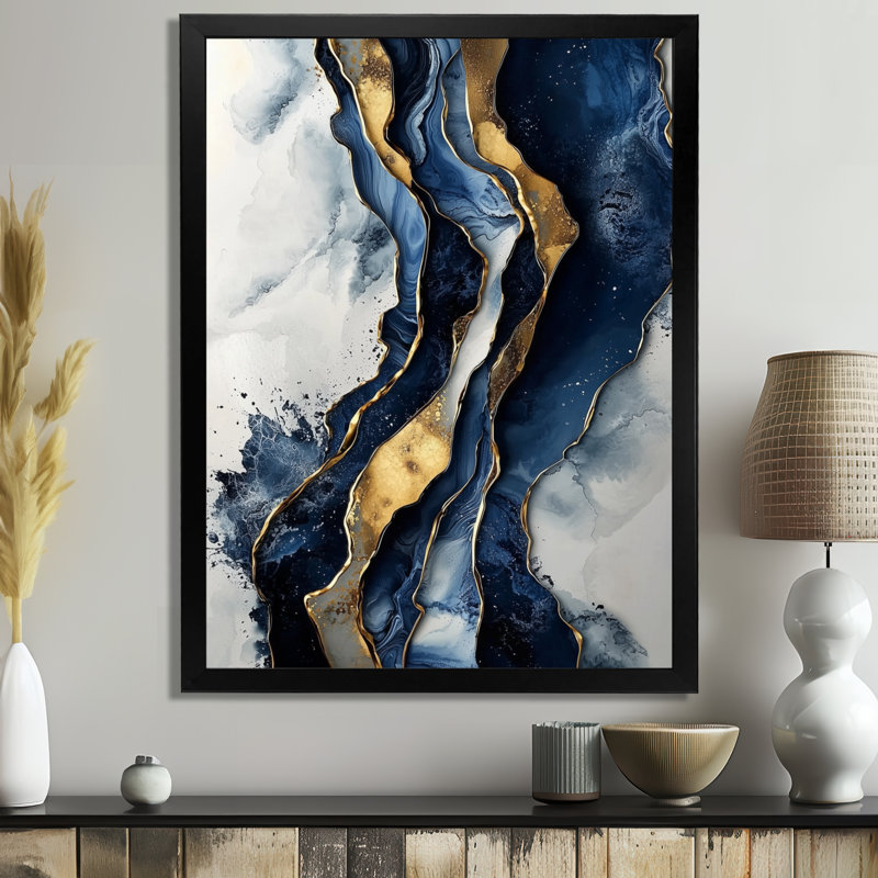 Spradlin - Abstract Canvas Art Print, Noir, noir, noir, noir, H 20 po x l 12 po, Picture Framed