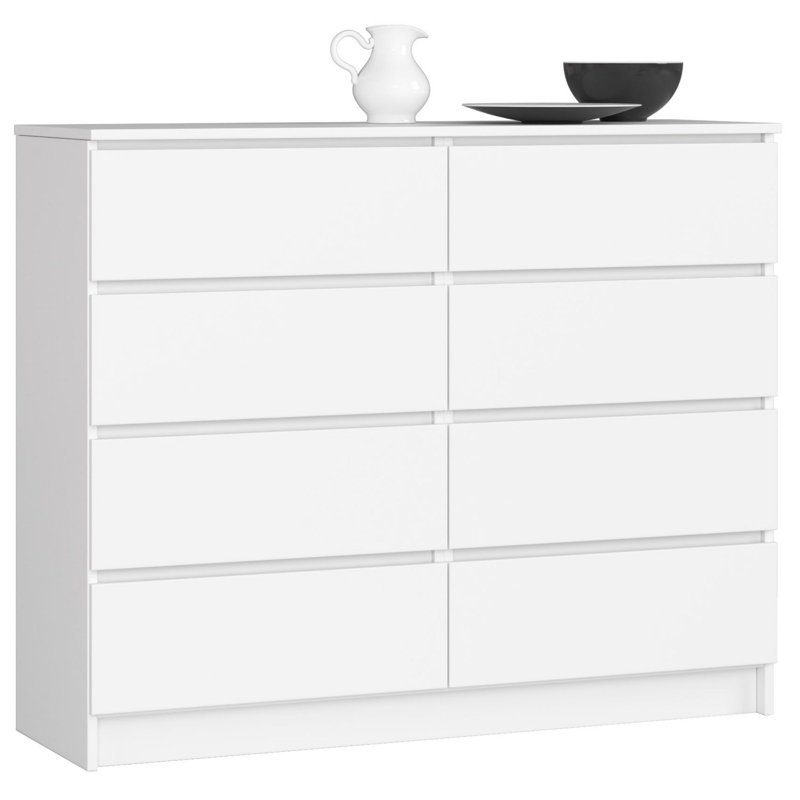 Alessio 8 Drawer 120Cm W Double Dresser, White