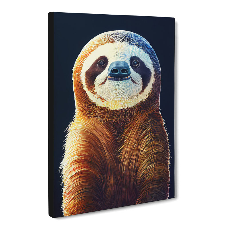 CAN-V0523-2783X Watercolour Sloth - Wrapped Canvas Print, 50cm H x 35cm W x 3cm D