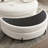Upholstered Half Crescent Moon Storage Bench Large Ottoman-291626518