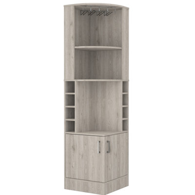 8 Gray Cabinet For Organized Wine Storage 2-Shelf Beverage Up To 8 Bottles