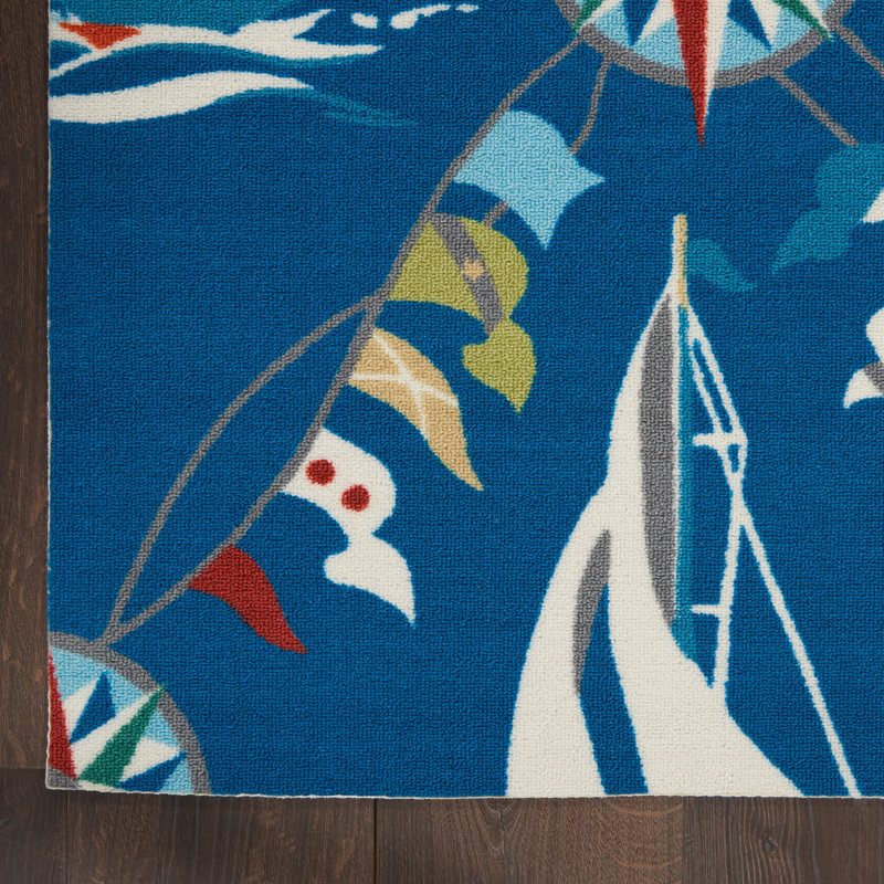 Blue Diamond Nautical Reversible 4' x 6' Synthetic Area Rug