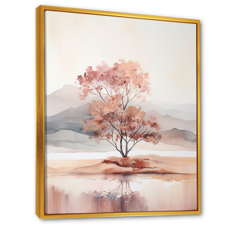 «Pink Nature Scenes», impression sur toile, Cadre flottant doré, H 32 po x l 16 po