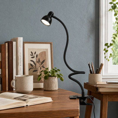 Black Clip-On Eye-Comfort Reading Lamp | Flexible Gooseneck Clamp Light with 3 Color Modes and 10 Dimmable Brightness Levels for Bed, Desk, Headboard and Computer