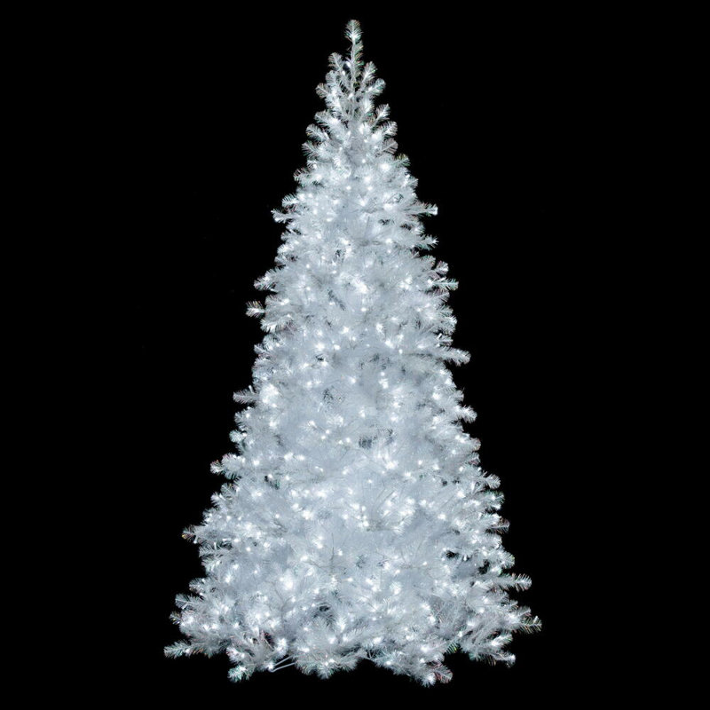 Vickerman 9' x 56" White Iridescent Spruce Artificial Pre-Lit Christmas Tree, 14'