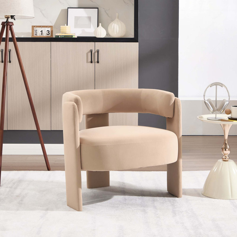 Fauteuil 1 pièce Mid-Century, Velours kaki