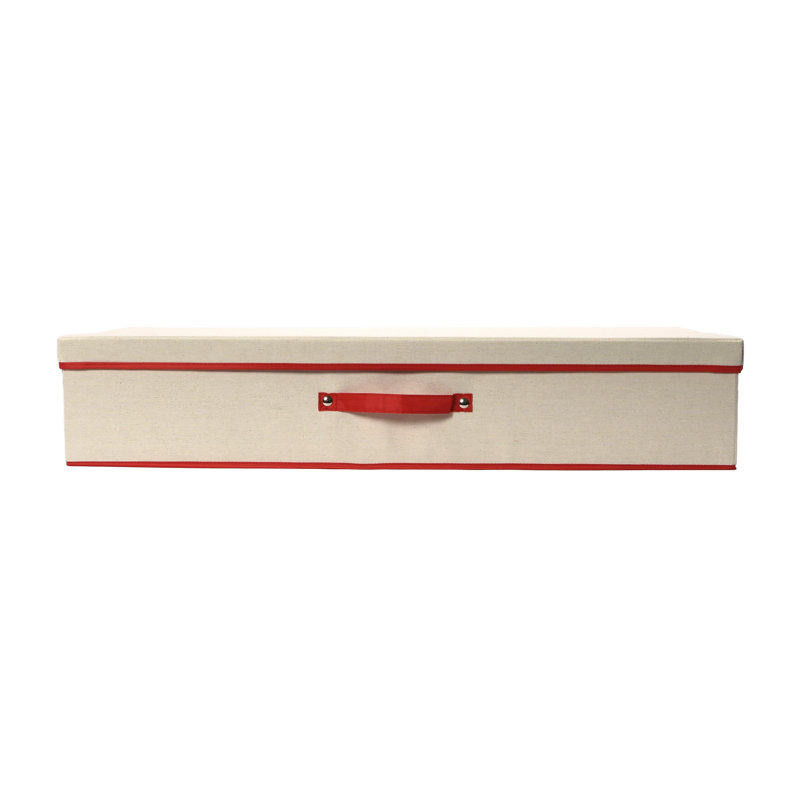 Organisateur de papier cadeau avec couvercle Maye, Naturel / rouge